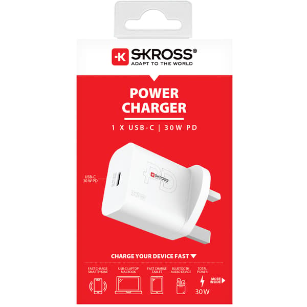 Strømoplader UK 1xUSB-C PD 30W