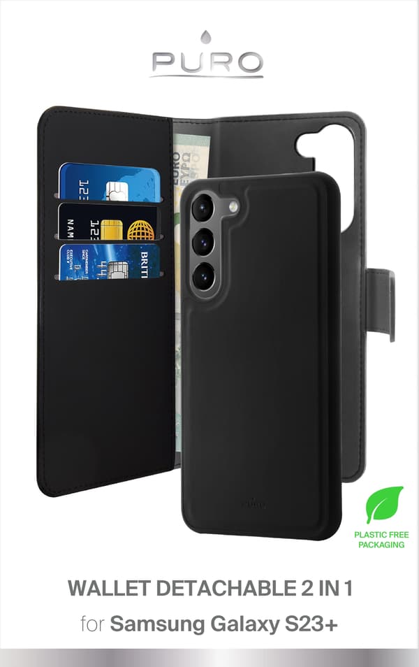 Samsung Galaxy S23+ wallet, detachable, black