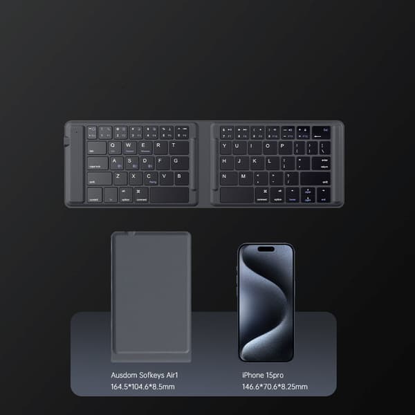 Tri-Fold Leather Bluetooth-tastatur - Bærbar og Stilig