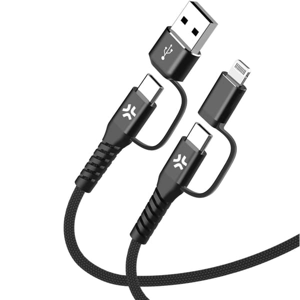 4-i-1 kabel USB-C/USB-A til USB-C/Lightning Max 60W 2 m Svart