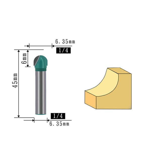 1/4" Shank Round Bottom Router Bit (2-pack) A