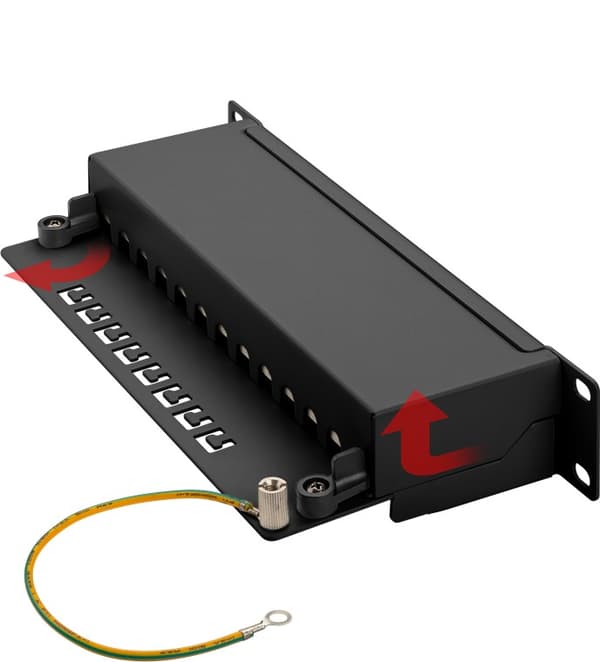 CAT 6a 10-tommers (25,4 cm) patchpanel, 12 porter