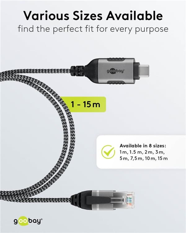Ethernet-kaapeli USB-C™ 3.1 - RJ45, Slim, 1 m