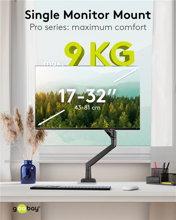 Single skärmfäste med gasfjäder