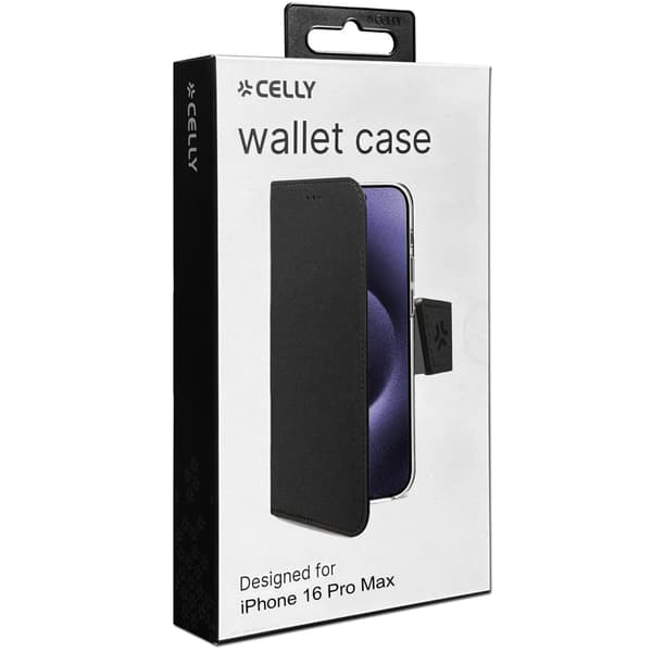 Wally Wallet Case iPhone 16 Pro Max Musta