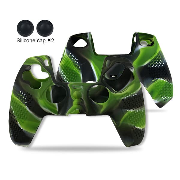 Anti-Slip Silikone Cover til PS5 Controller Black+Green