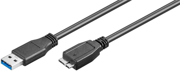USB-A till Micro-B-kabel, 3 m, svart