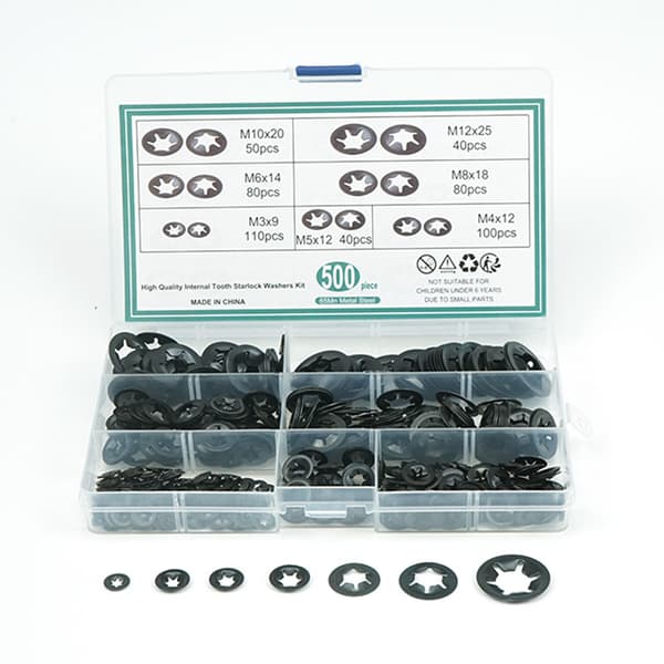 E-Clip Låsring Set - 500st, 3-12mm, 65Mn Stål