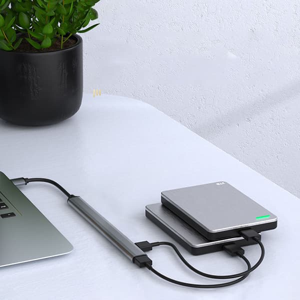 Hub med 7 utganger, USB3.0 til USB2.0/3.0 USB SilverGrey