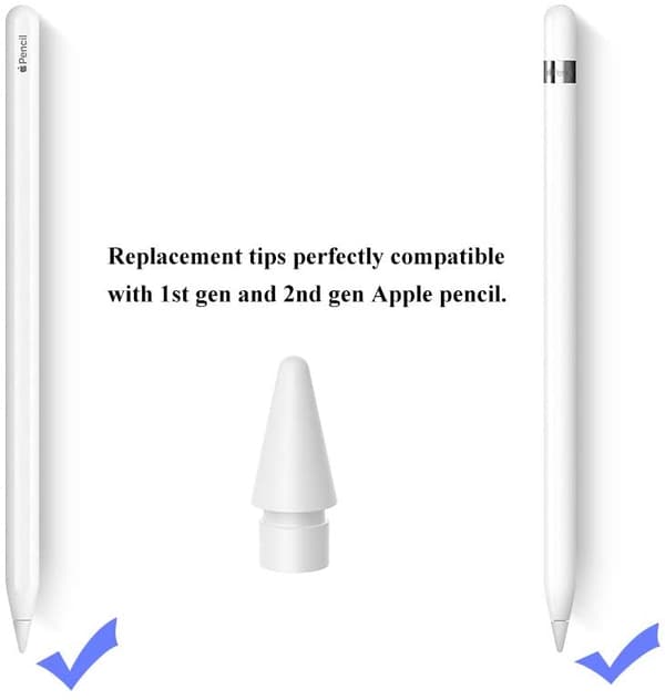 Udskiftningshoved til Apple Pencil 1 og 2 White