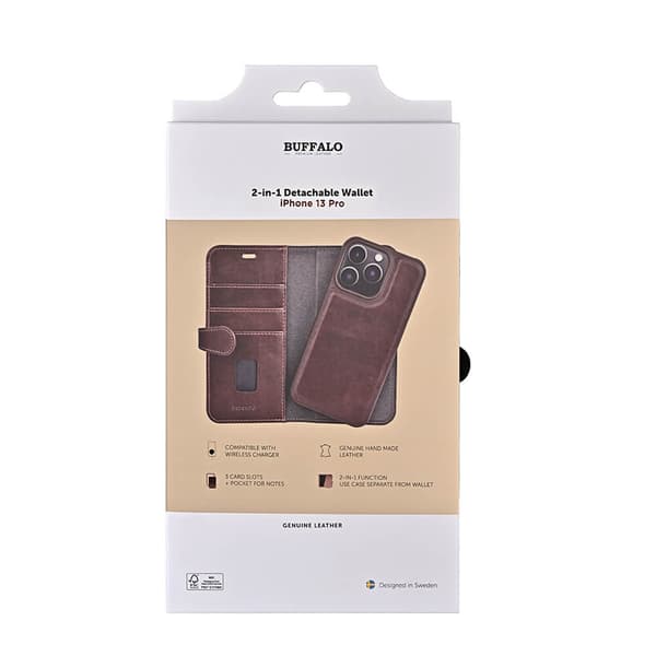 Wallet Læder Til 3 kort iPhone 13 Pro Brun