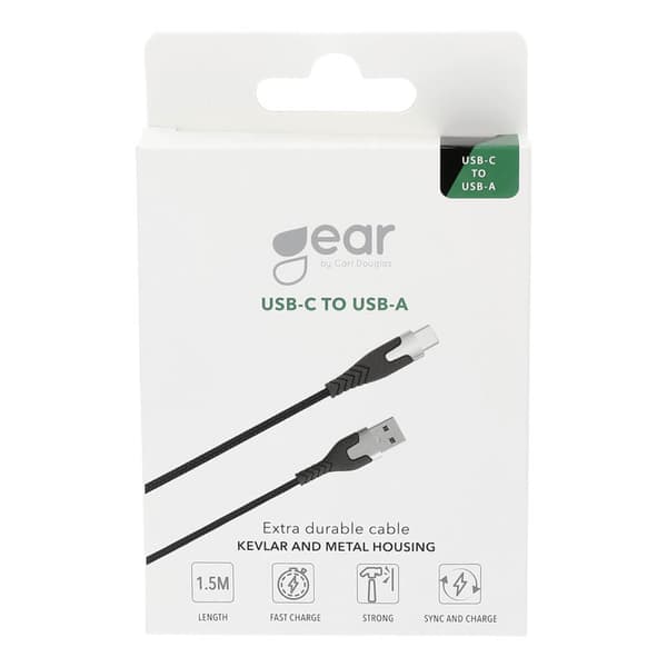 Ladekabel PRO USB-A til USB-C 2.0 1.5m Sort Kevlarkabel m/Metalkobling