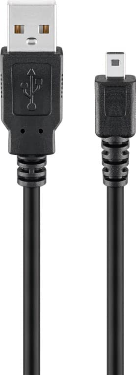 USB-A till Mini-B-kabel, 1,8 m, svart