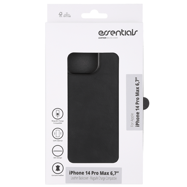 iPhone 14 Pro Max Leather Mag back cover,Blk.