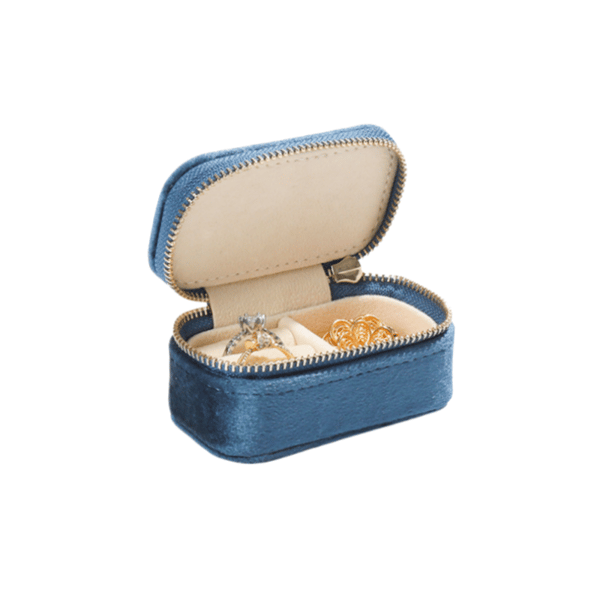 Fløyels mini bærbar smykkeskrin NavyBlue