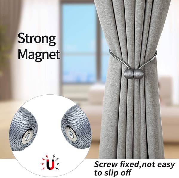 Magnetisk gardinholder Sølvgrå 2-pack