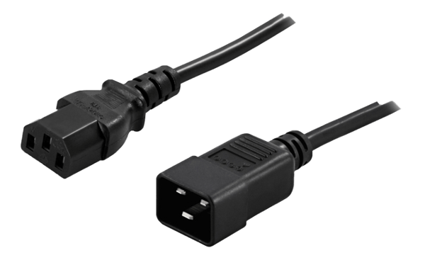 IEC extension cable, 10A, C13/C20, 180cm, black