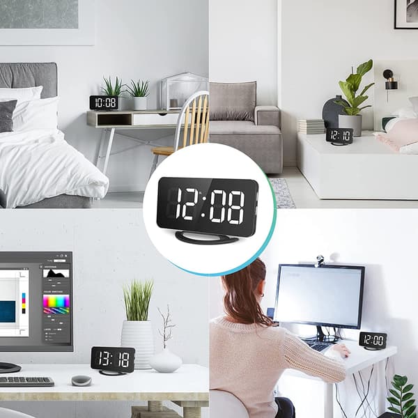 Digitaalinen herätyskello peililasilla musta