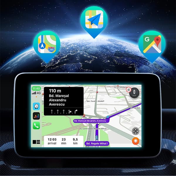 BY967S Trådløs CarPlay & Android Auto 2-i-1 Adapter Black