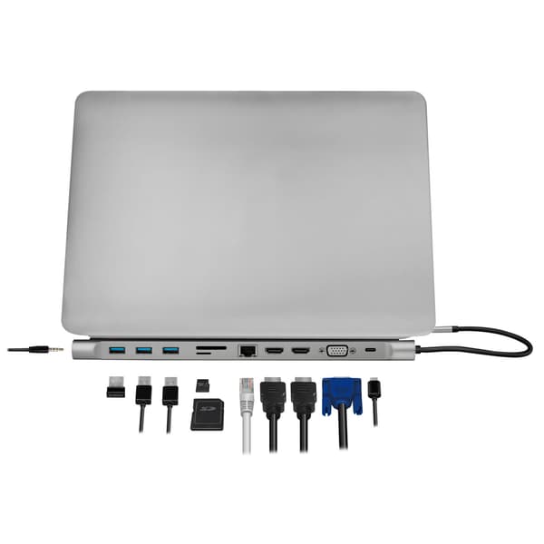USB-C Dock 11-i-1 HDMI/VGA/RJ45/USB-C 100W