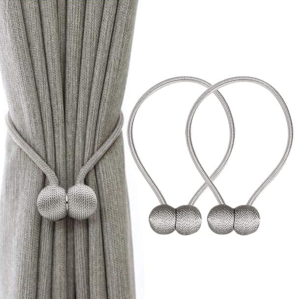 Magnetisk gardinholder Sølvgrå 4-pack