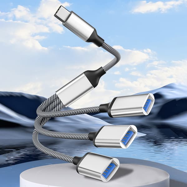 Typ-C till 3-portars USB-hubb splitteradapter Silver