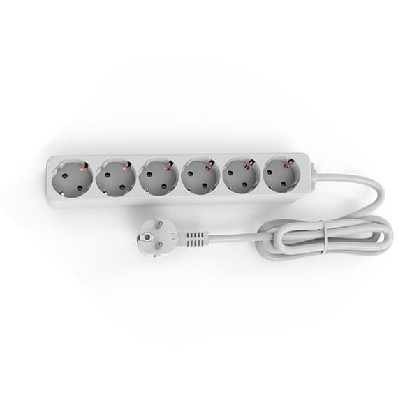 EU-pluggadapter, strømskinne 1,5 m 6 AC-uttak