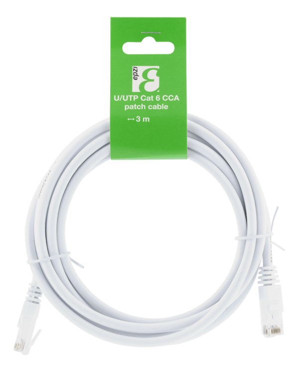 U/UTP Cat6 patch cable, CCA, 3m, 250MHz, white