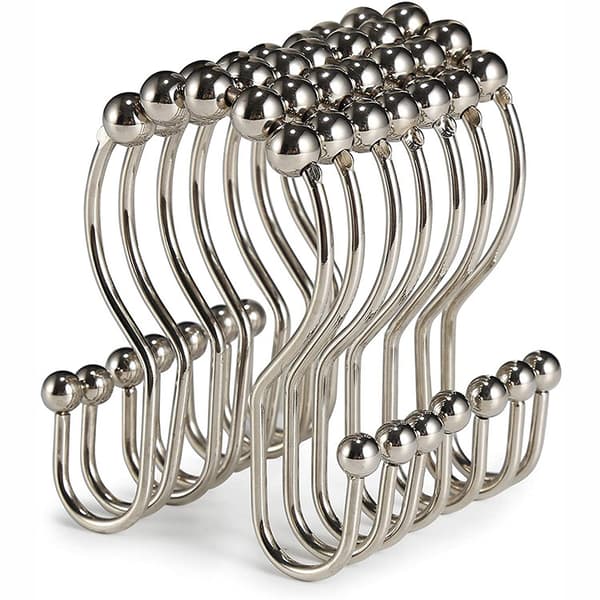 12-Pack dusjgardinkroker ringer - glatt glidende Silver