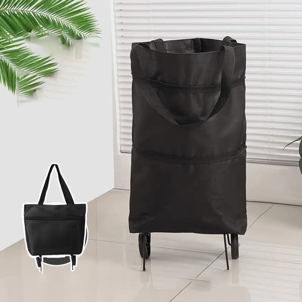 Sammenleggbar handlepose med hjul - Black