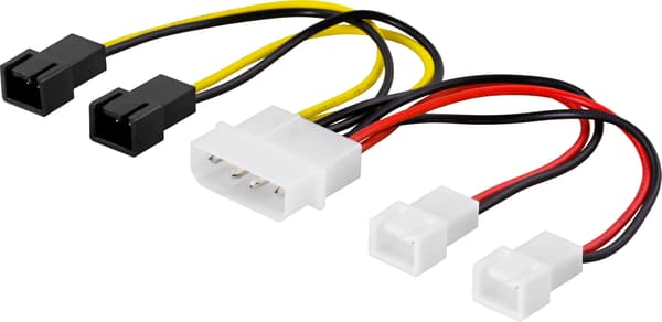 Adapter cable for fans, 4-pin to 4x3-pin