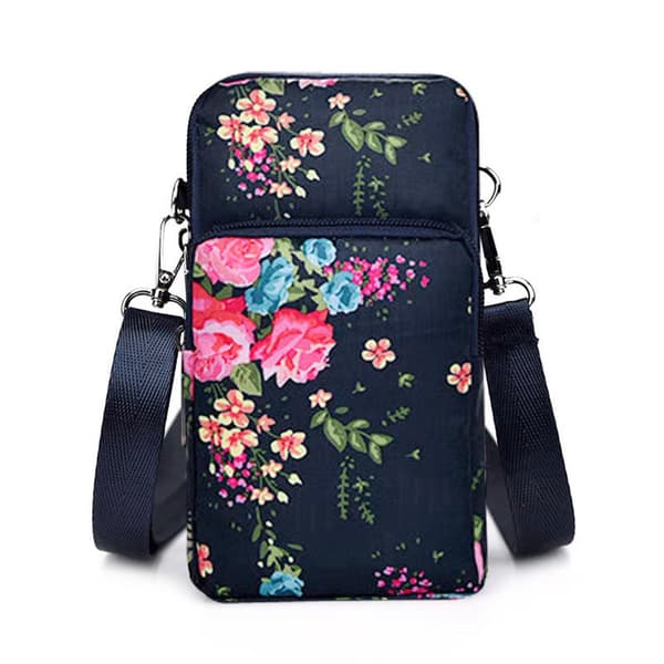 Multifunksjonell veske til mobil og tilbehør med justerbar stropp Rose flower Pattern