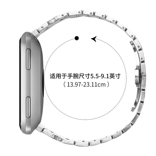Stilfuld rustfrit stålrem til Fitbit Versa/Lite/Versa 2 Silver