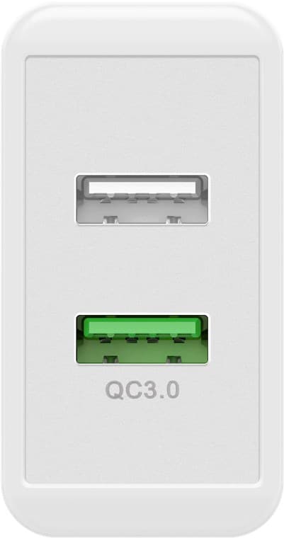 USB-A QC dobbel hurtiglader (28 W) hvit