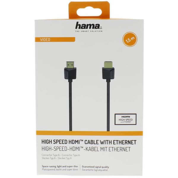 Kabel HDMI Ethernet Flexislim Svart 1.5m