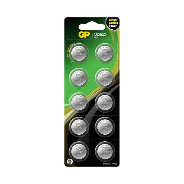 Knapcellebatteri CR2032 Litium 10-Pak