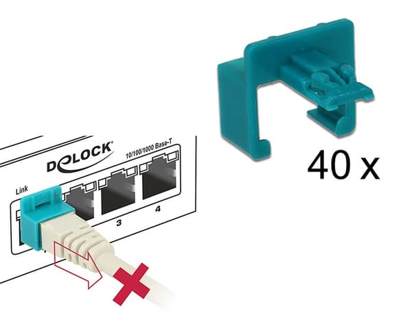 RJ45 Secure Clip 40 pieces set, blue/red