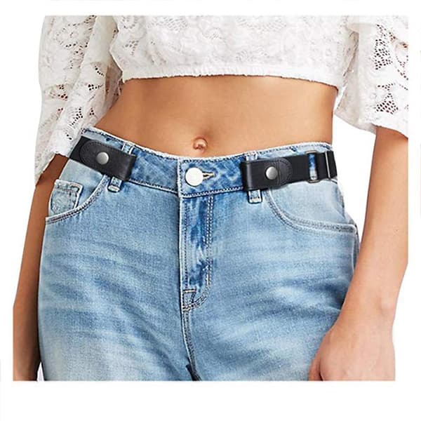 Elastisk bælte uden spænde (én størrelse) Sort Black 2-pack