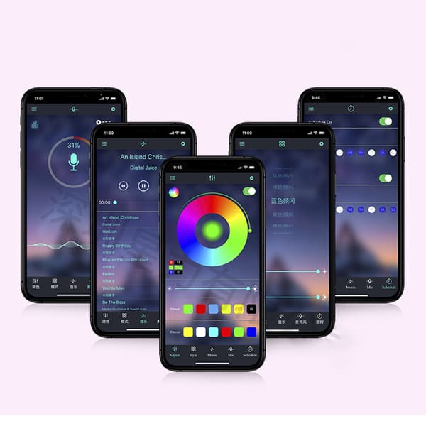 5M RGB USB LED-nauhavalot Bluetooth APP-ohjauksella