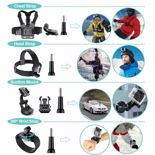 Tilbehørssæt til GoPro Hero - 50 dele