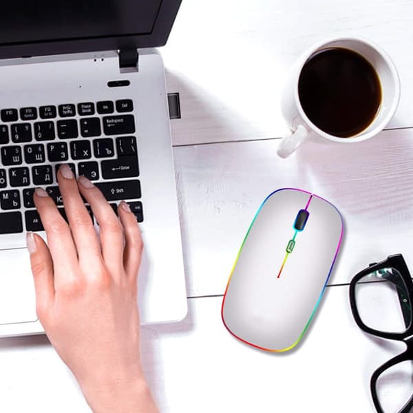 Trådlös datormus med RGB LED dual mode Bluetooth/Wifi Silver