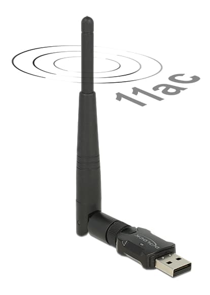 Wireless USB network card, external antenna, 802.11ac, black