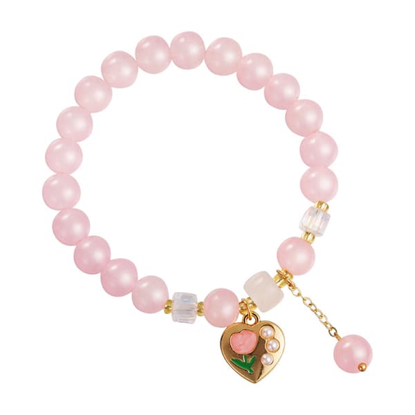 Pink Beads Armbånd Justerbart Hjerte Pink