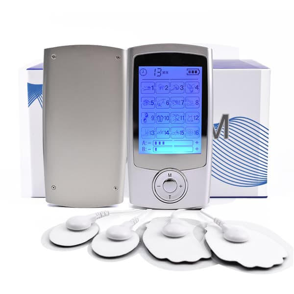Apparat for muskelstimulasjon (TENS/EMS) med 16 moduser Silver