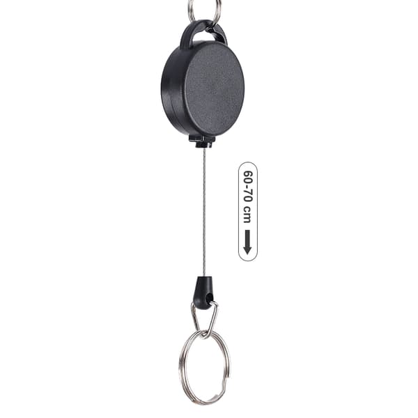 Utdragbar nyckelring med karbinhake 2-pack Black
