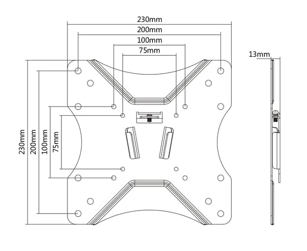 OFFICE Compact Slim Fixed Wall Mount, 23"-42", 25 kg, black
