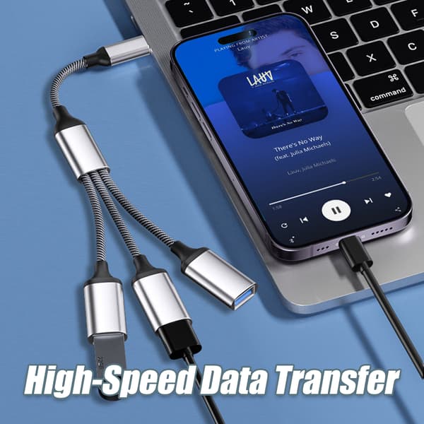Typ-C till 3-portars USB-hubb splitteradapter Silver