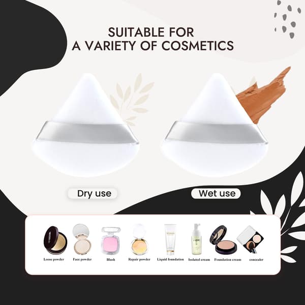 Triangular Powder puff - Vaskbare sminkesvamper - Svamper til sminke White 3-pack