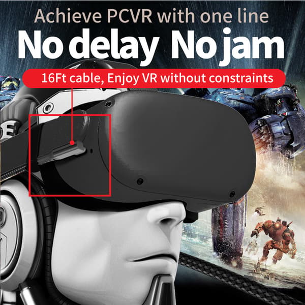 Overgangskabel USB-C for Oculus Quest 2 Black 5 meter