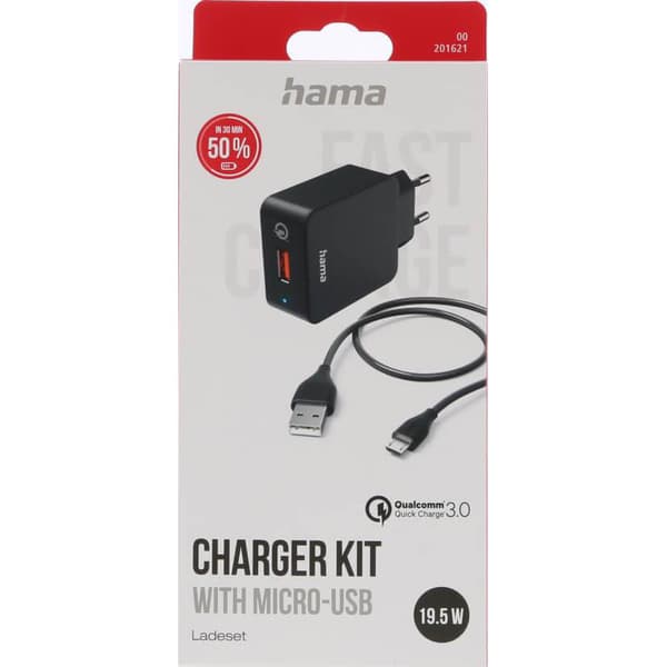 Lader Micro-USB 220V Svart 1.5m